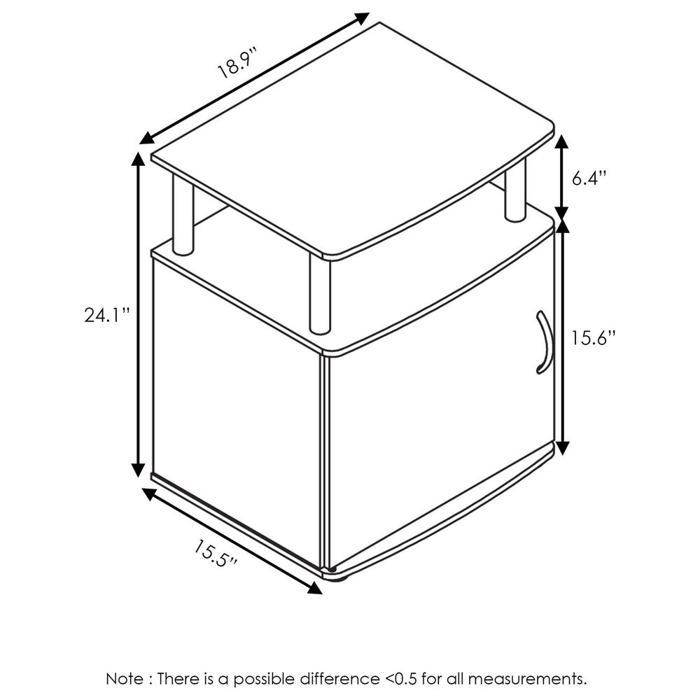 HOMLUX End Table with Open Shelf in Columbia Walnut and Black, , large