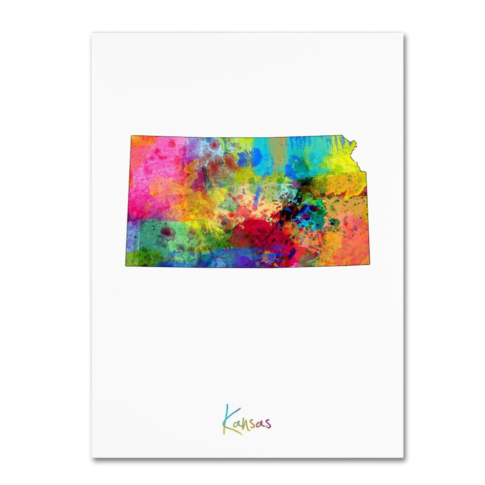 Timberlake Michael Tompsett "Kansas Map" Canvas Art, , large