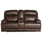 Vogue Home Furnishings Manual Reclining Console Loveseat in Trailride Chocolate, , large