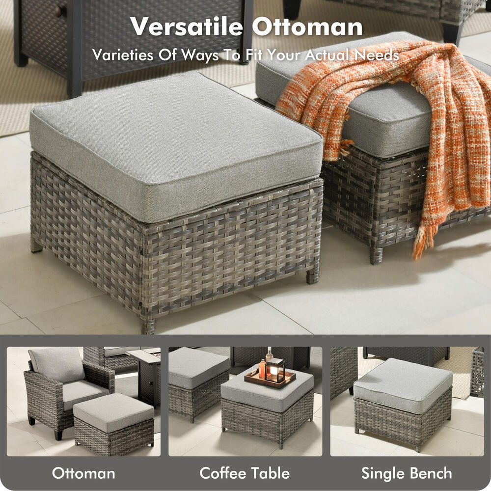 HOMLUX 7-Piece Patio Conversation Set with Rocking Chairs and Fire Pit Table in Dark Grey, , large