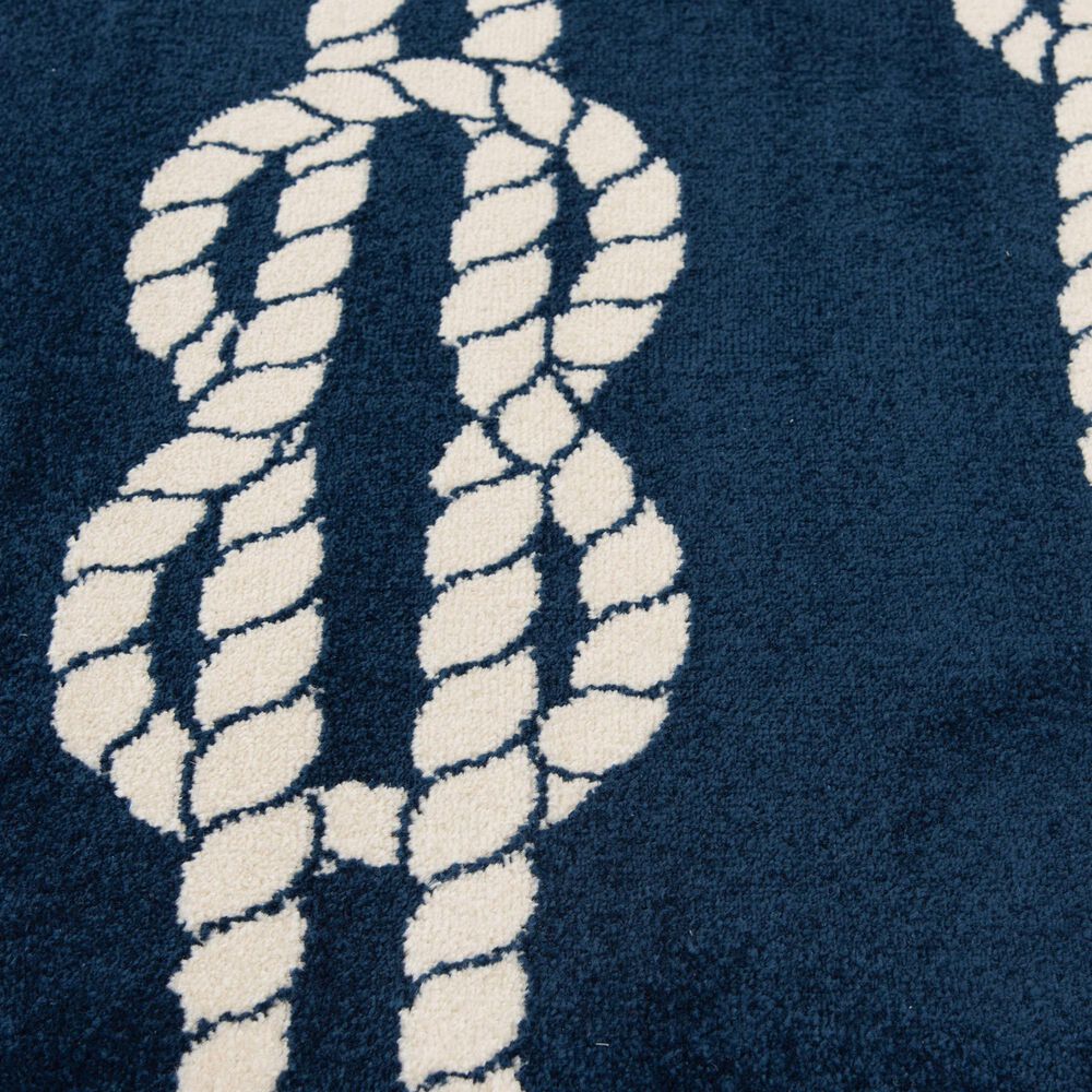 Central Oriental Terrace Tropic Nautical Life 5&#39; x 7&#39;3&quot; Sapphire and Snow Area Rug, , large