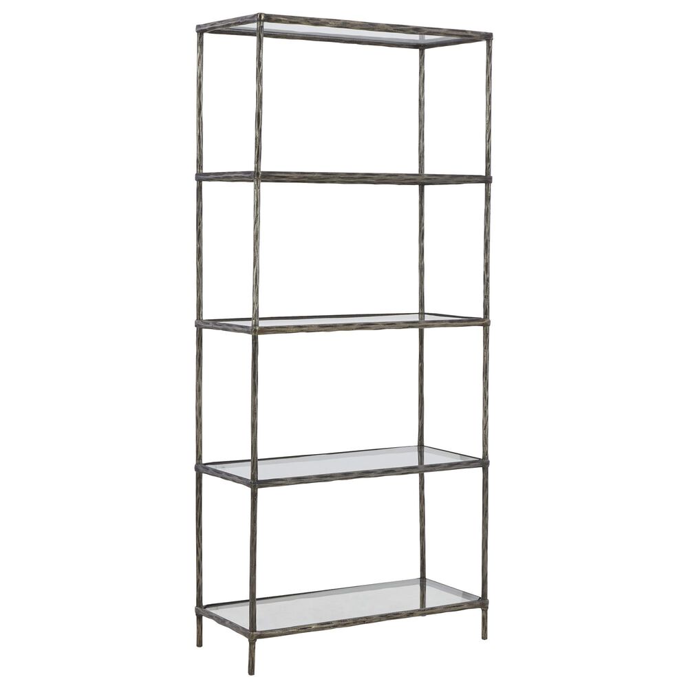 Ashley Ryandale 5-Shelf Bookcase in Antiqued Pewter and Clear, , large