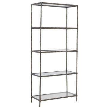 Ashley Ryandale 5-Shelf Bookcase in Antiqued Pewter and Clear, , large