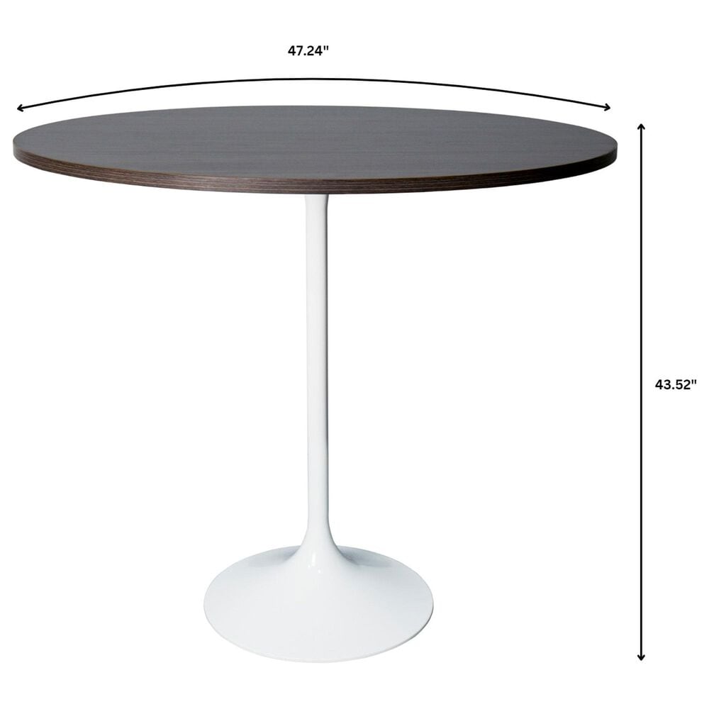 Leisuremod LeisureMod Verve Collection Modern Bar Height Table White Base with 48 Round Dark Walnut MDF Top, , large