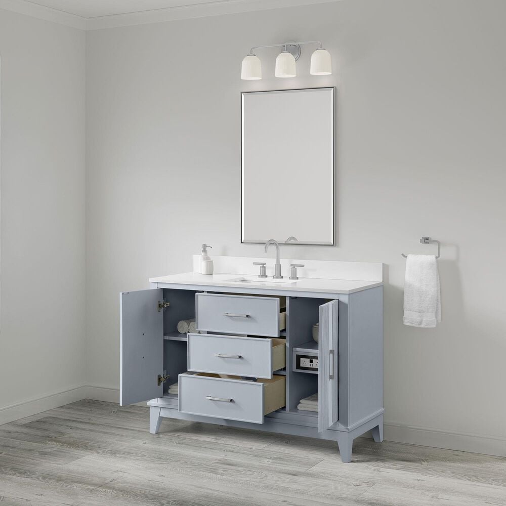 37B Fenwick 48" Single Bathroom Vanity in Soft Blue with Glossy White Composite Stone Top and Backsplash, , large