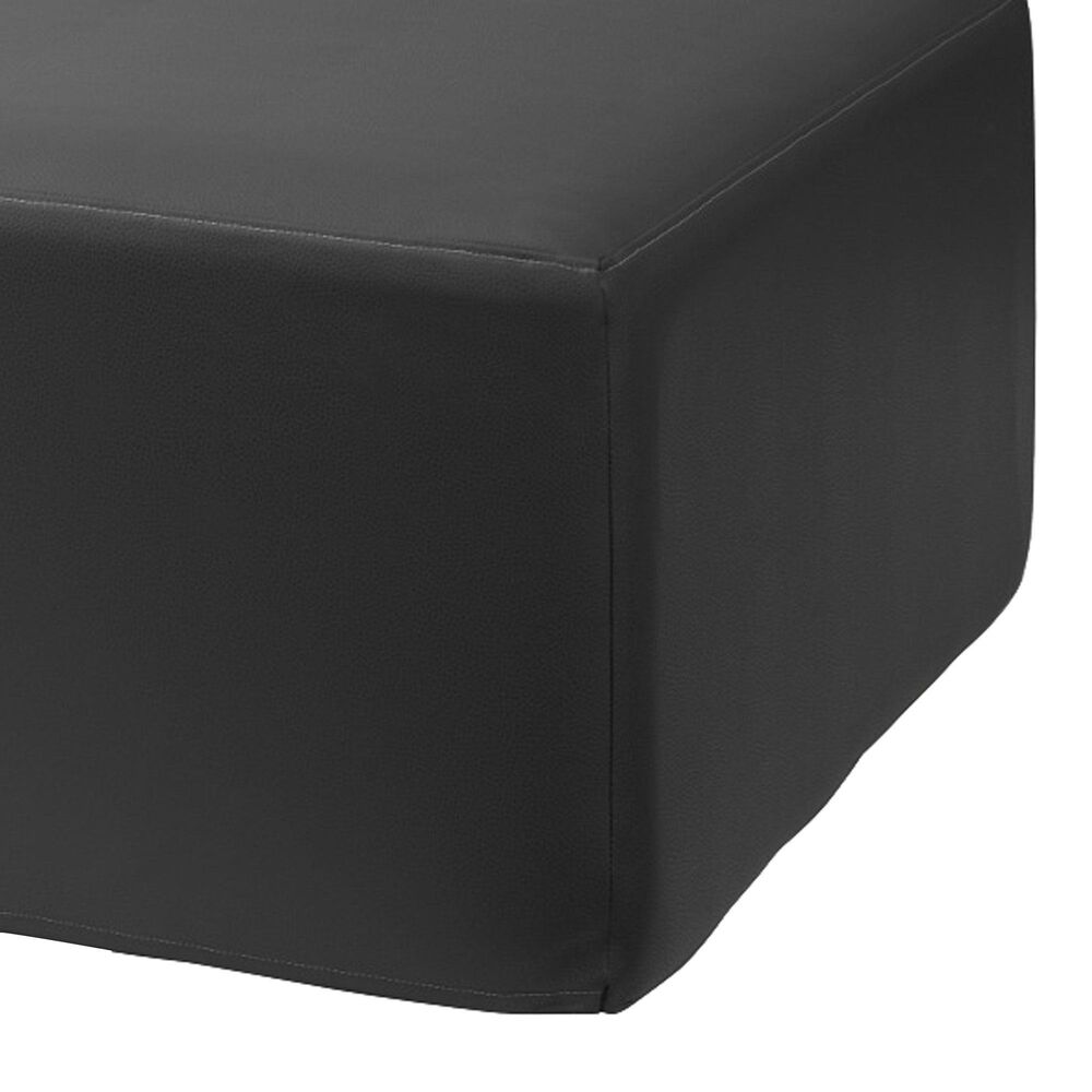 Jaxx Fairlie Faux Leather Ottoman in Black, , large