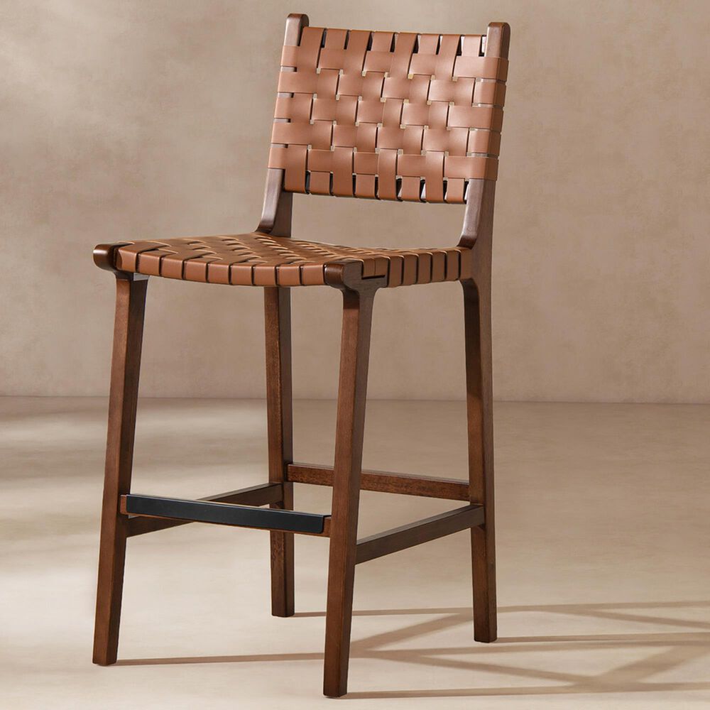 Jennifer Taylor Home Andre 26" Counter Stool with Pecan Brown Cushion in Natural Brown, , large