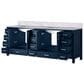 Lexora Home Jacques 84" Double Bathroom Vanity in Navy Blue with 2 cm White Carrara Marble Top and Rectangular Sinks, , large
