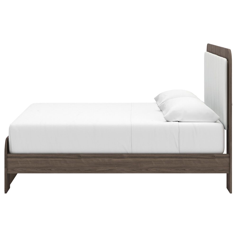 Ashley Kendanport King Platform Upholstered Bed in Brown and White, , large