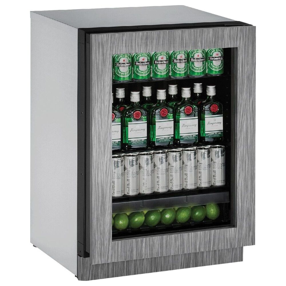 U-Line 24" Glass Door Refrigerator with Integrated Frame in Black, , large
