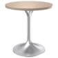 Leisuremod LeisureMod Verve Collection 27 Round Dining Table, Brushed Chrome Base with Light Natural Wood MDF Top, , large