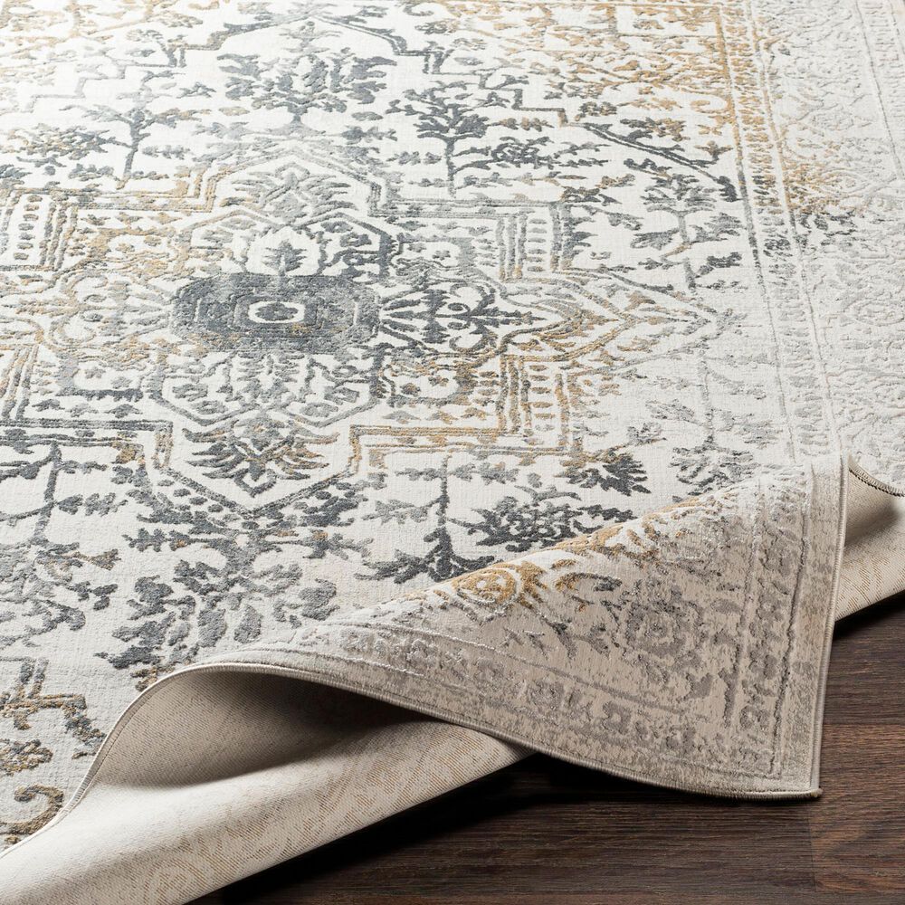 Surya Aisha Charcoal, Gray, Mustard and Light Gray 6&#39;7&quot; x 9&#39;6&quot; Area Rug, , large