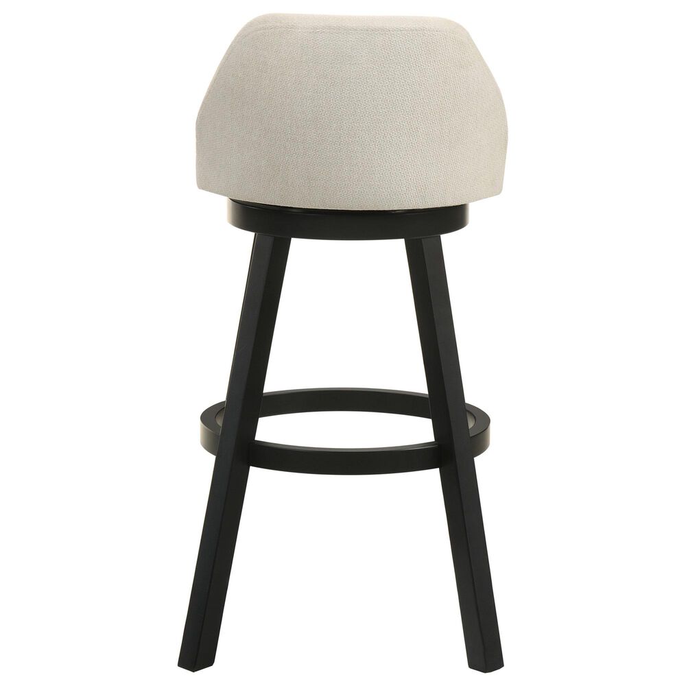 Armen Living Erika Swivel Bar Height Stool with Cream Upholstery in Black, , large
