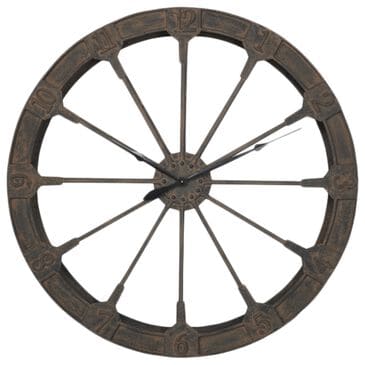 Maple and Jade Metal Wall Clock in Distressed Brown, , large