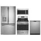 G.E. 4-Piece Kitchen Package with 25.7 Cu. Ft. French Door Refrigerator and Gas Range in Stainless Steel, , large