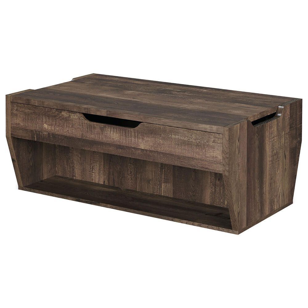Furniture of America Mcclain Coffee Table in Reclaimed Barnwood, , large