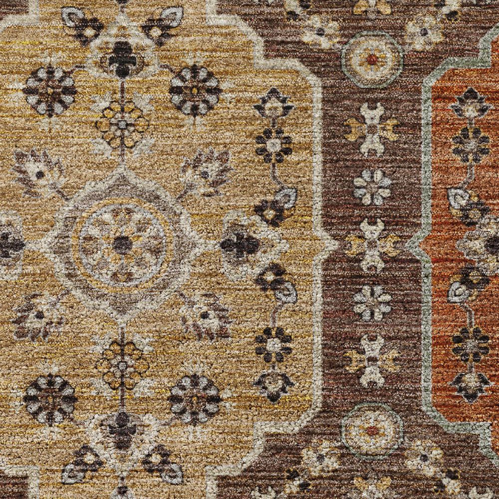 Dalyn Rug Company Silk Road Chocolate, Ivory, Gold, Copper, Gray, Taupe and Blue 8&#39; Round Area Rug, , large