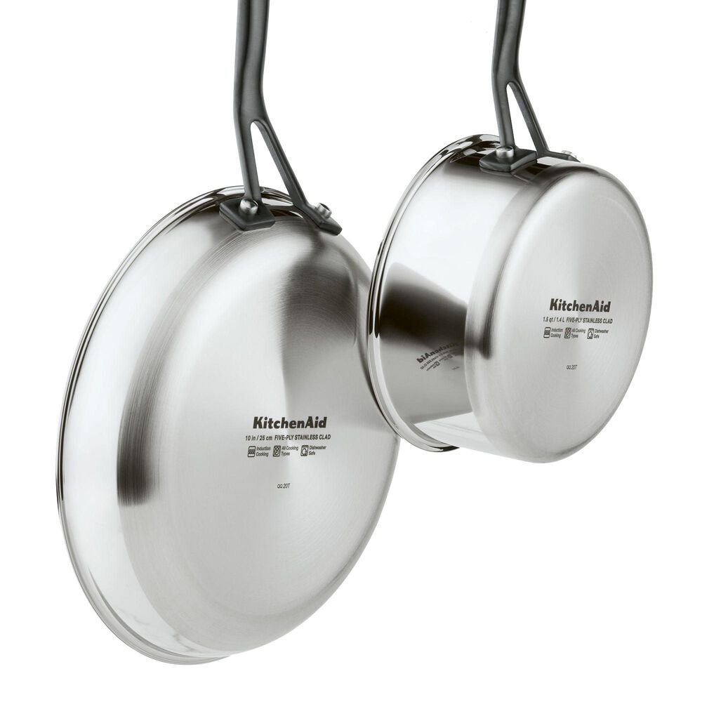 Kitchenaid 10-Piece 5-Ply Clad Cookware Set in Stainless Steel, , large