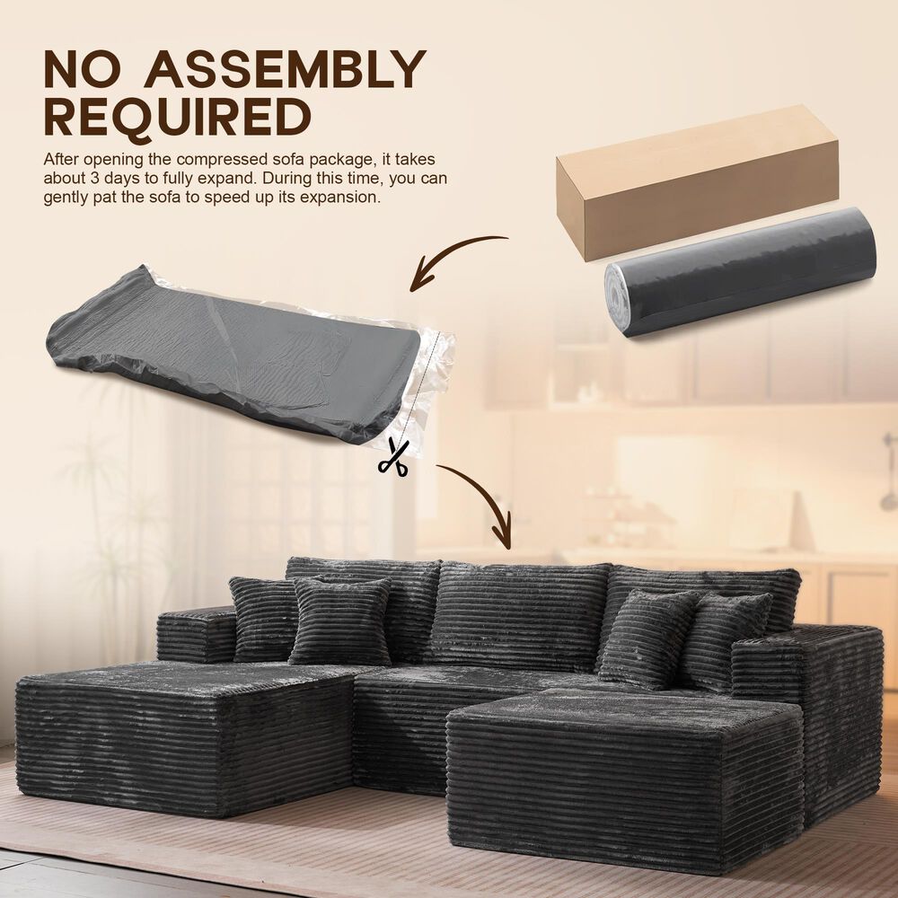 HOMLUX 108" Modular Sofa Set in Gray, , large