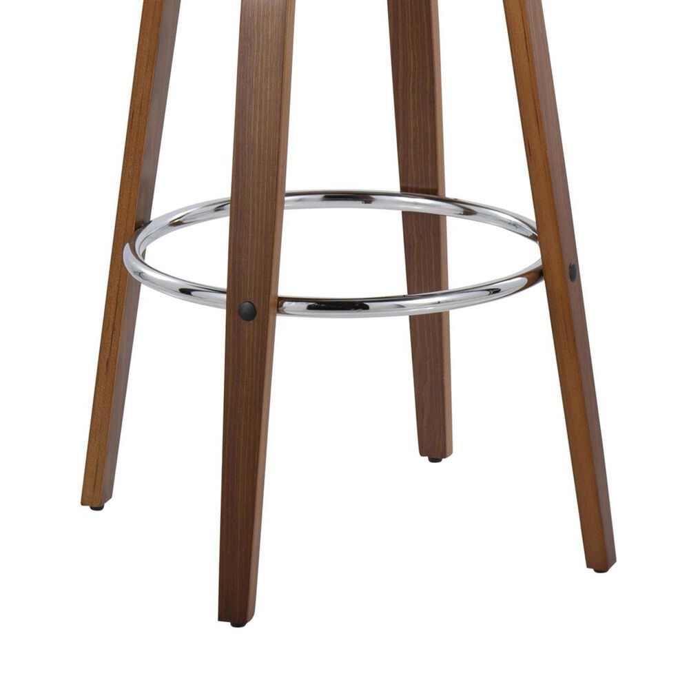 LumiSource Curvini 30" Swivel Barstool with Cream Upholstery in Walnut and Chrome (Set of 2), , large