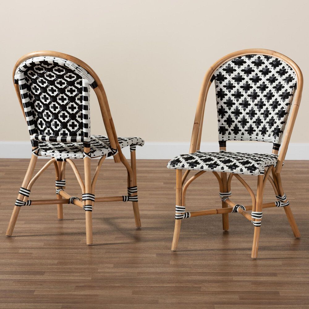 Baxton Studio Ambre Side Chair in Black and White (Set of 2), , large
