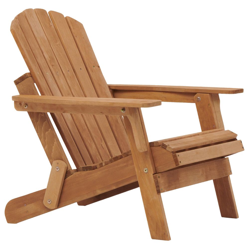 Hearth and Haven Outdoor Folding Adirondack Chair with Seat Board in Light Brown, , large