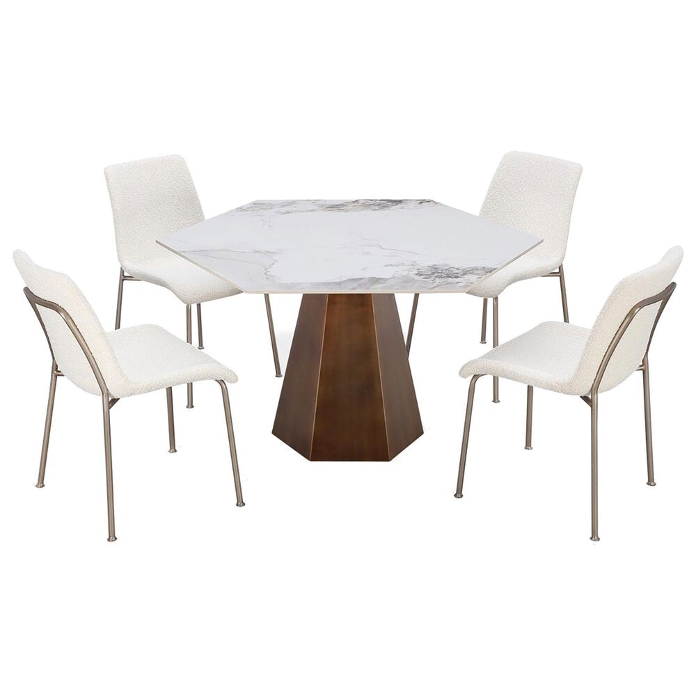 37B Balos Hexagonal Dining Table in Chanelle and Bronze - Table Only, , large