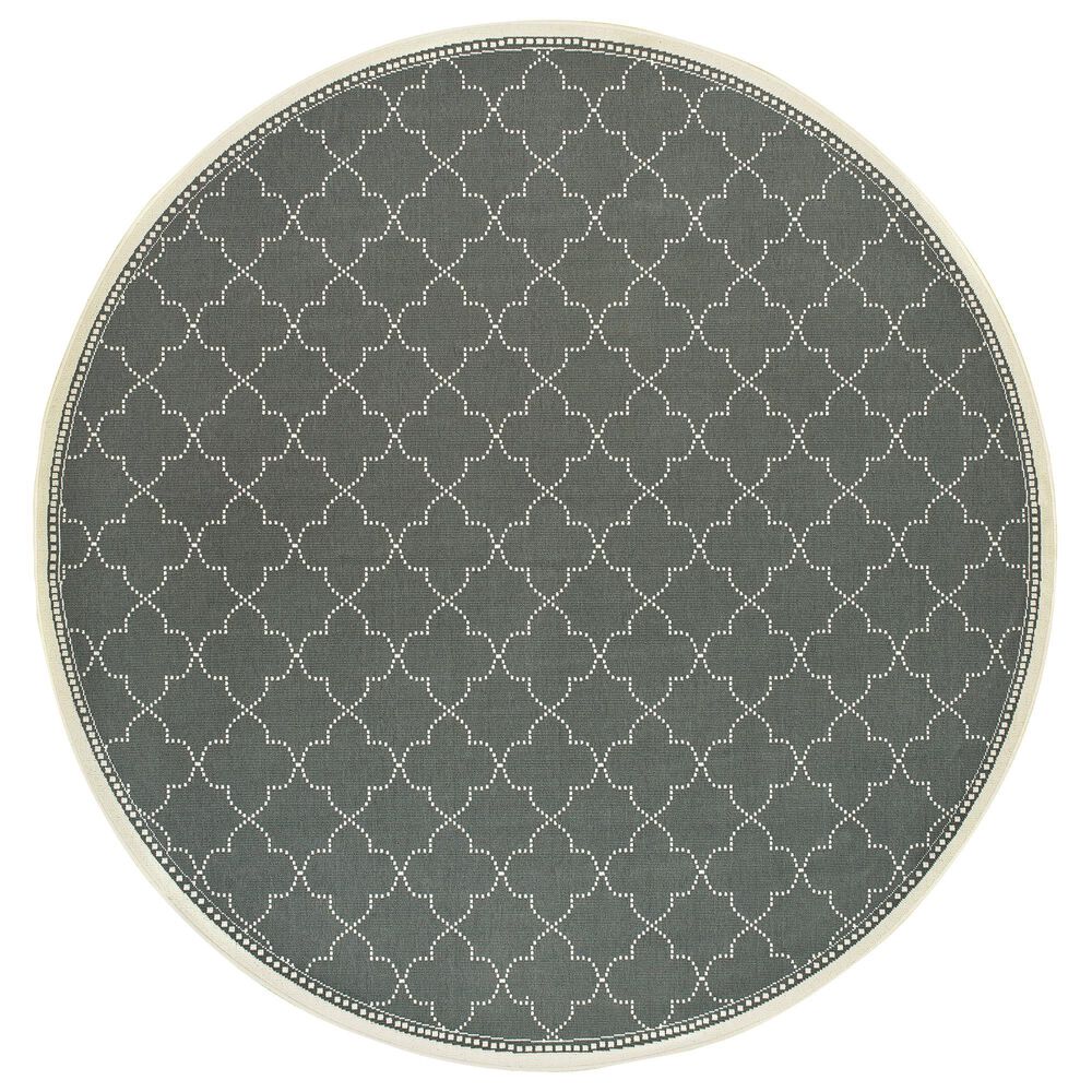 Oriental Weavers Marina 6025L 7"10" Round Grey and Ivory Area Rug, , large
