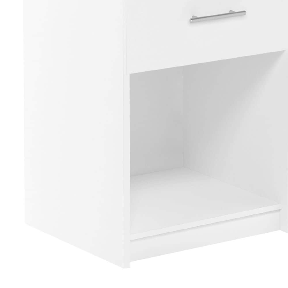 HOMLUX 1-Drawer Modern Nightstand with Bar Handle in Solid White (Set of 2), , large