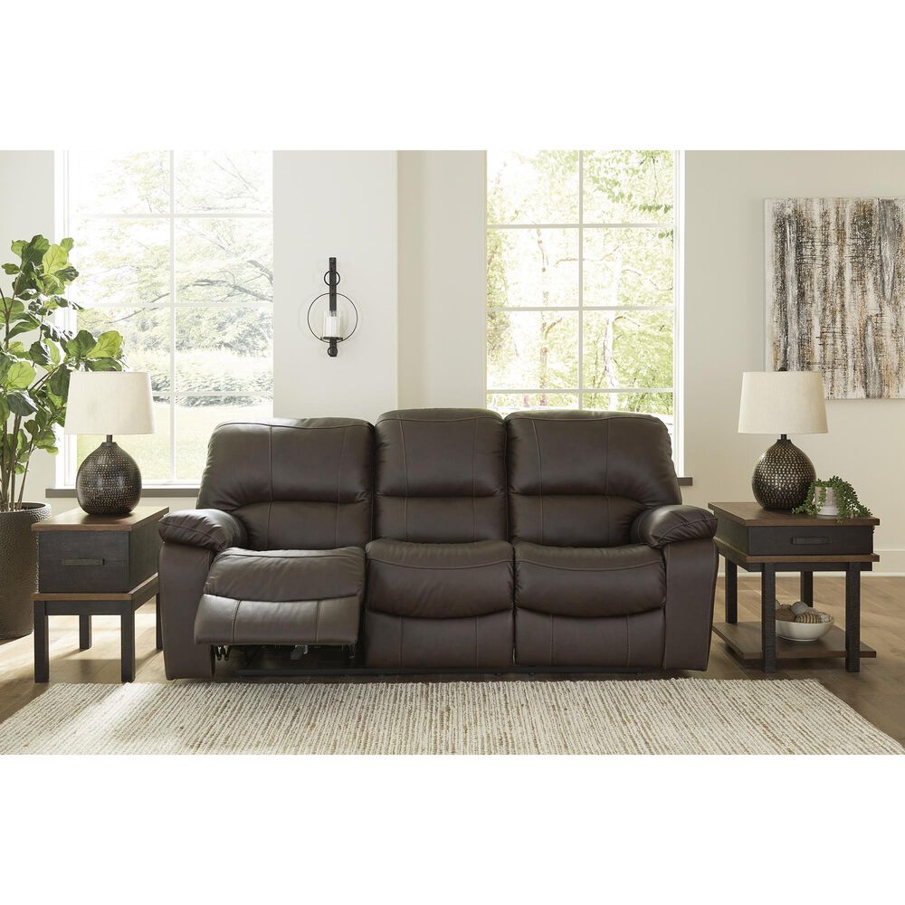 Ashley Leesworth Power Reclining Sofa in Dark Brown, , large