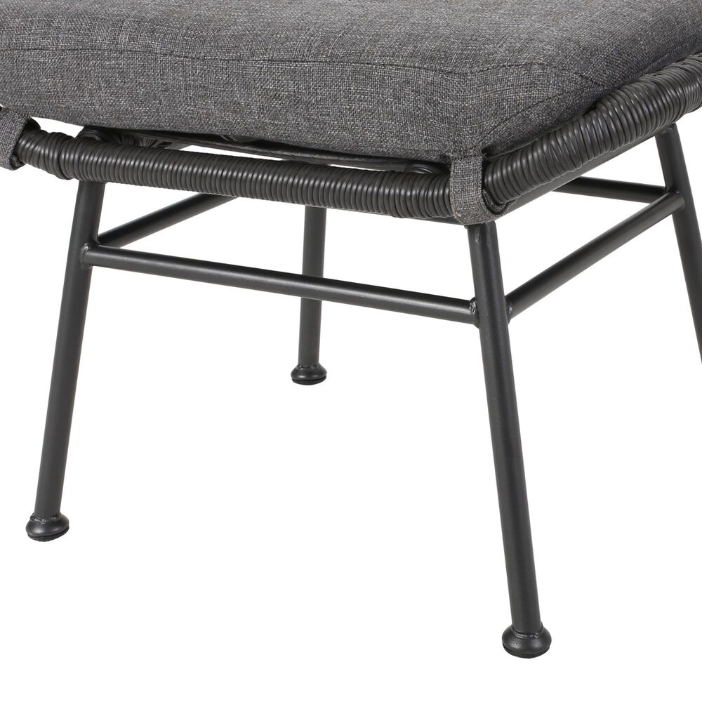 Hearth and Haven Montana Outdoor Ottoman with Gray Cushion in Black &#40;Set of 2&#41;, , large