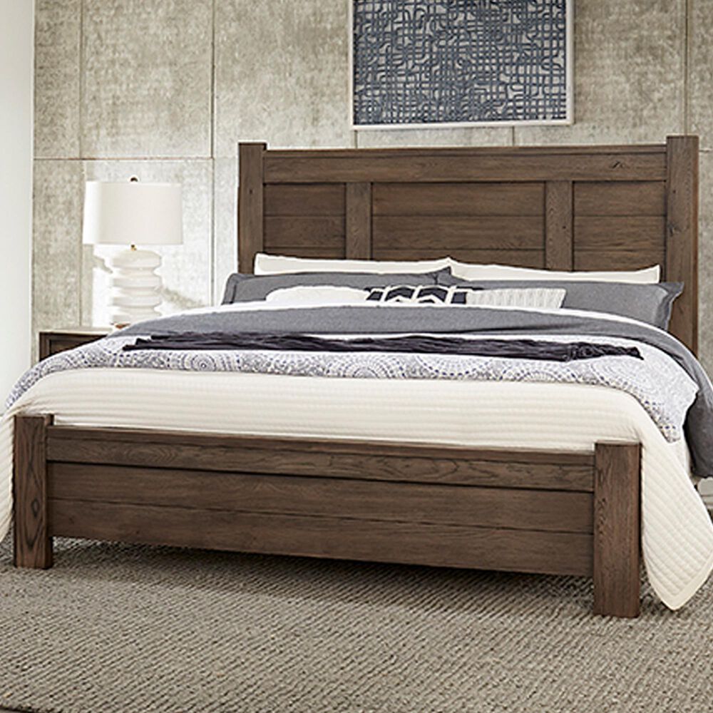 Viceray Collections Crafted Oak Queen Poster Bed in Aged Grey, , large