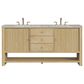 James Martin Vanities Marigot Single 72" Double Vanity in Sun-washed Oak with 3 cm Victorian Silver Quartz Top, , large