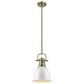 Golden Lighting Duncan 1-Light Small Pendant with Rod and White Shade in Aged Brass, , large