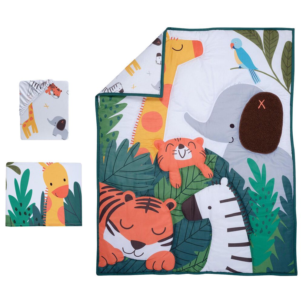 Lambs & Ivy Lollipop Jungle 3-Piece Crib Bedding Set in Gray, White and Green, , large