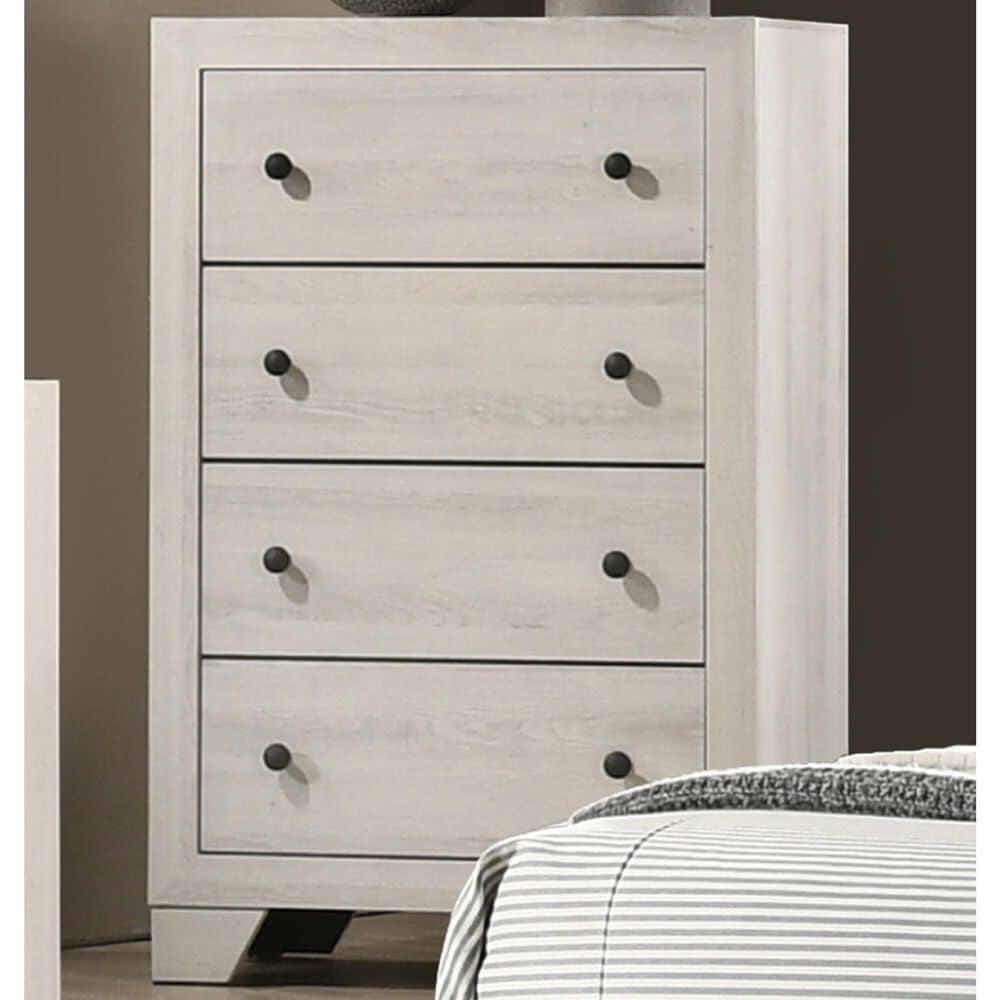 Hearth and Haven 4-Drawer Storage Tall Chest in White Washed, , large