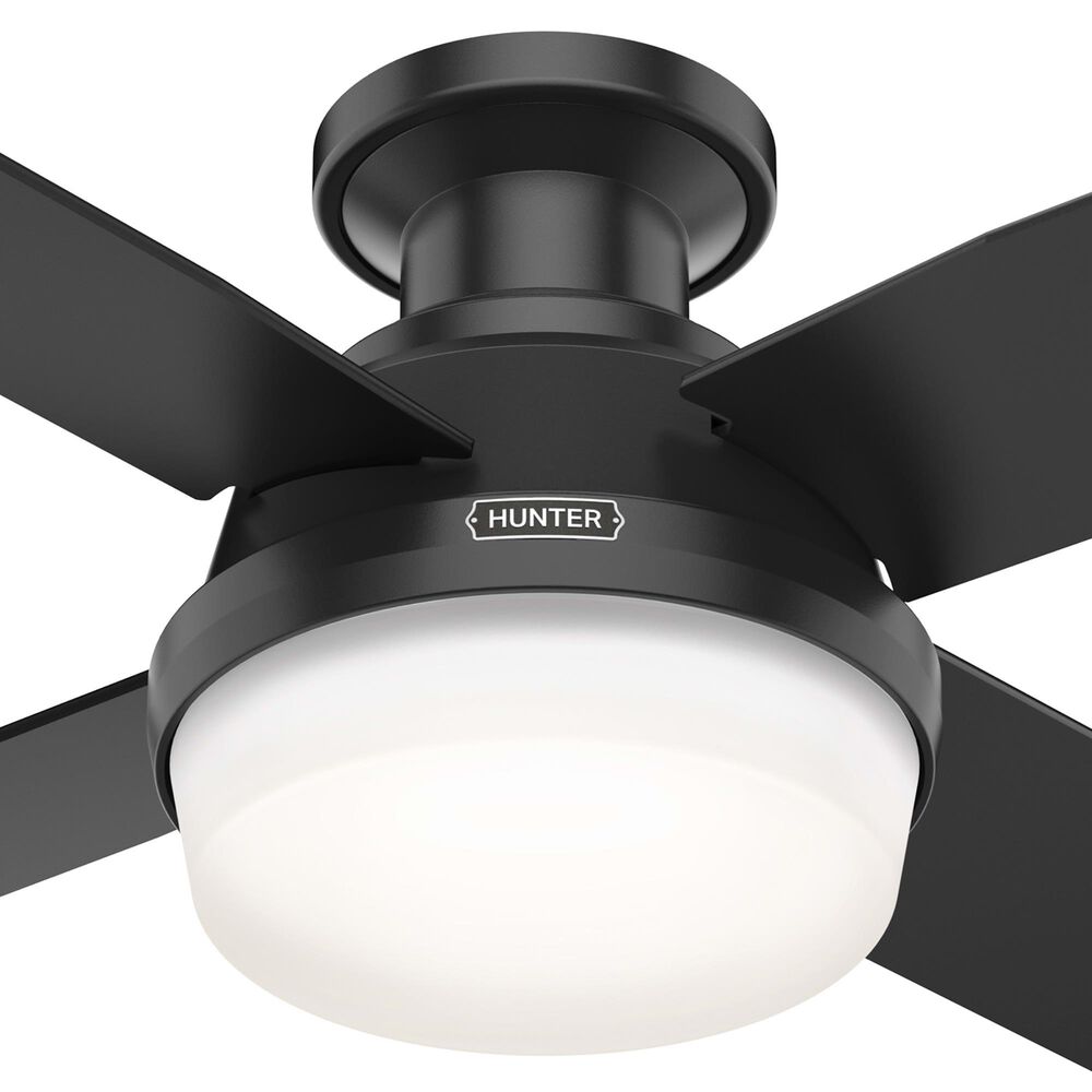 Hunter Dempsey Low Profile 44&quot; Ceiling Fan with LED Lights in Matte Black, , large