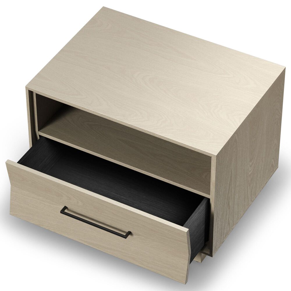 BDI Kava 28&quot; 1-Drawer Nightstand in Washed Oak with Outlets and USB Ports, , large