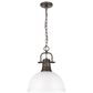 Golden Lighting Duncan 1-Light Pendant with Chain and Matte White Shade in Rubbed Bronze, , large
