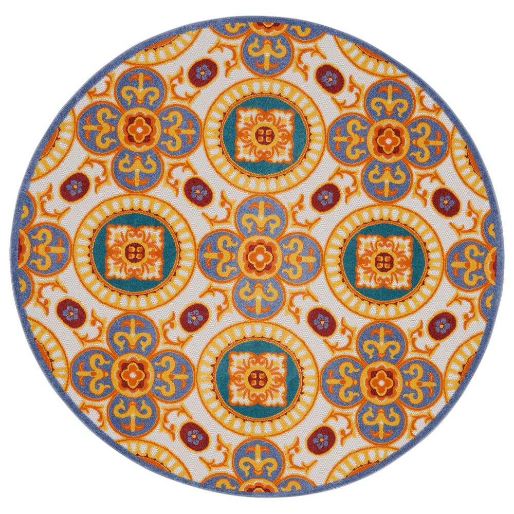 Nourison Aloha Oriental 7&#39;10&quot; Round Multicolor Indoor/Outdoor Area Rug, , large