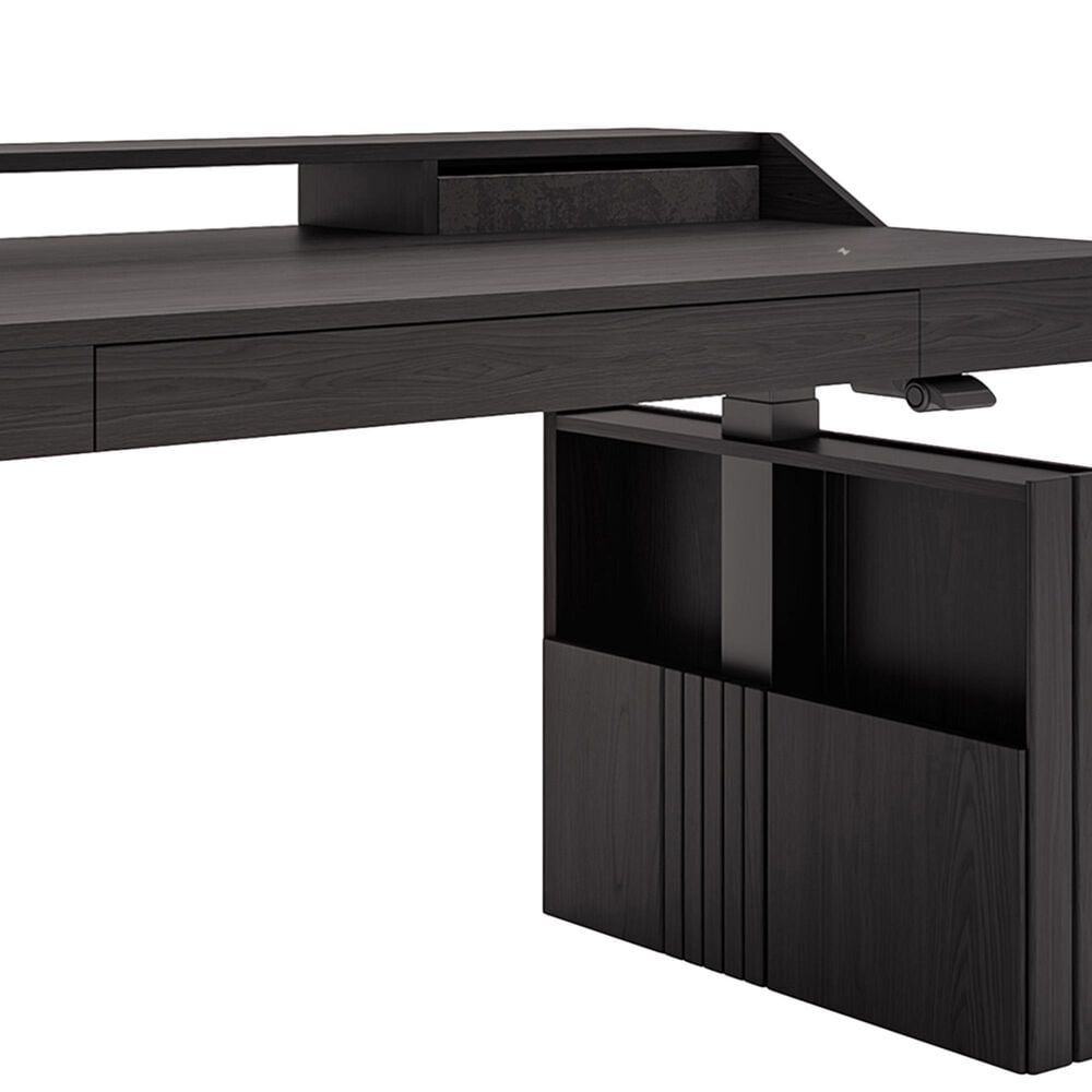 CalmRise 63" Power Standing Desk in Black Oak, , large