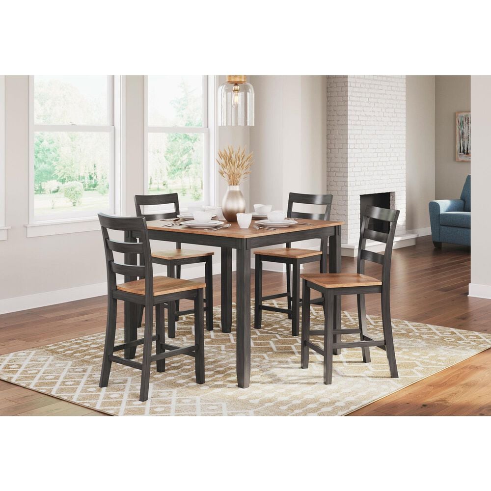 Ashley Gesthaven 5-Piece Counter Height Dining Set in Light Natural and Dark Brown, , large