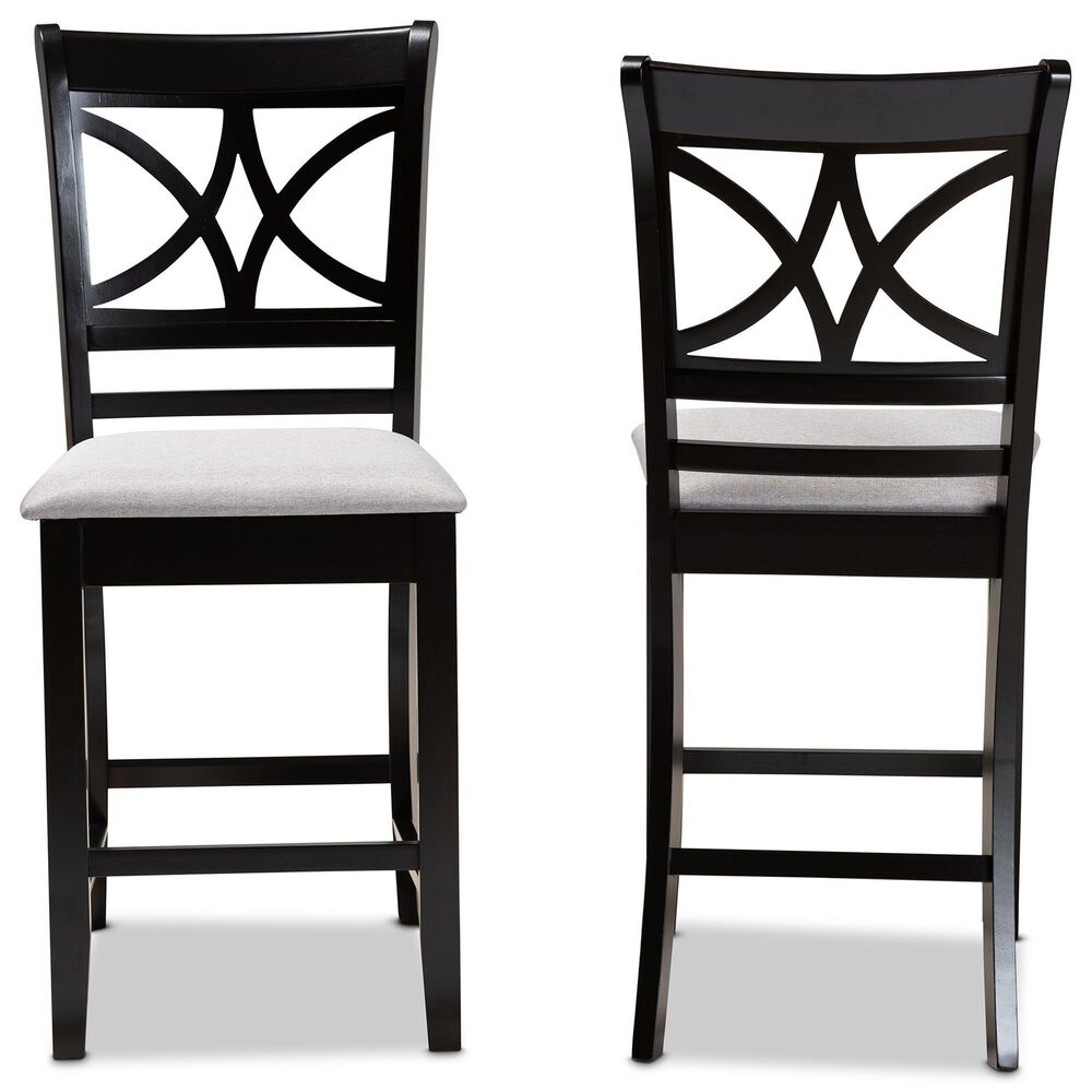Baxton Studio Chandler Counter Height Pub Chair with Grey Cushion in Espresso Brown (Set of 2), , large