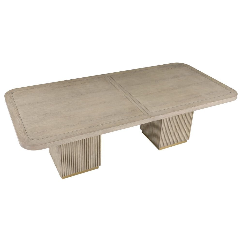Fairfield Chair Everett Double Pedestal Dining Table in Biscotti and Brushed Brass- Table Only, , large
