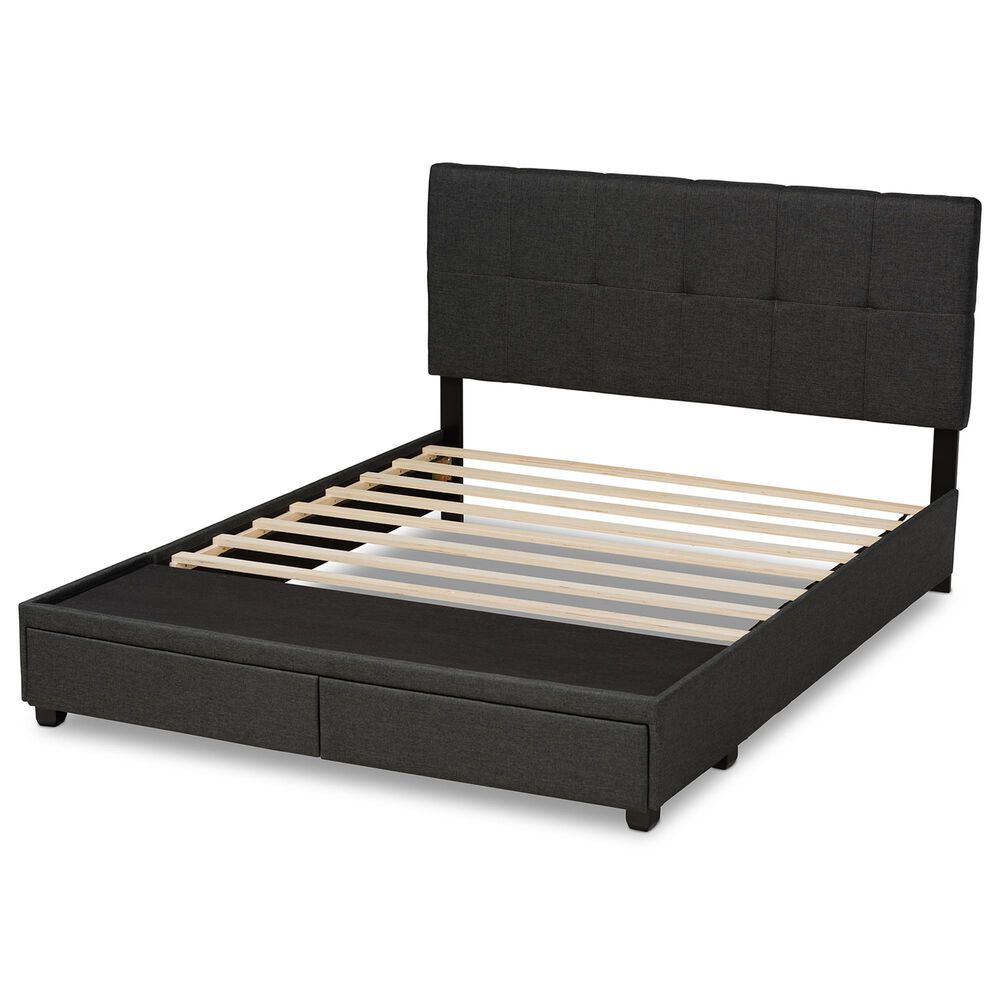 Baxton Studio Netti Queen Storage Bed with Dark Grey Upholstered in Black, , large