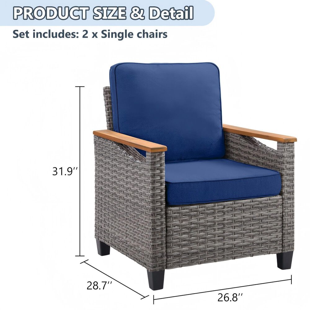 Sunwell Garden 6-Piece Patio Chat Set with Two Ottoman in Navy, , large