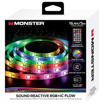 Monster Smart Illuminessence 16.4" Sound Reactive Multicolor Flow Effect LED Amplifier Light Strip with IR Remote Control, , large