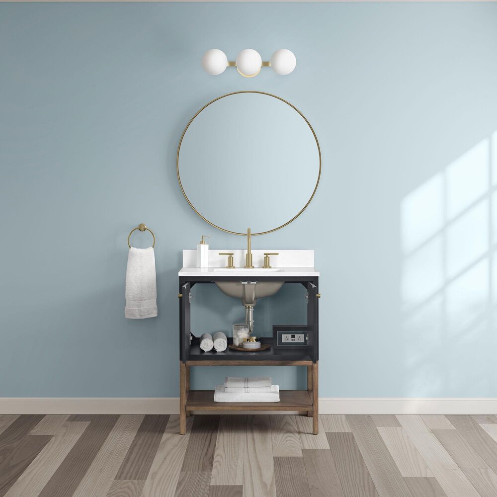 37B Isadore 30" Single Bathroom Vanity Cabinet in Tricorn Black and White Composite Stone Top and Backsplash, , large