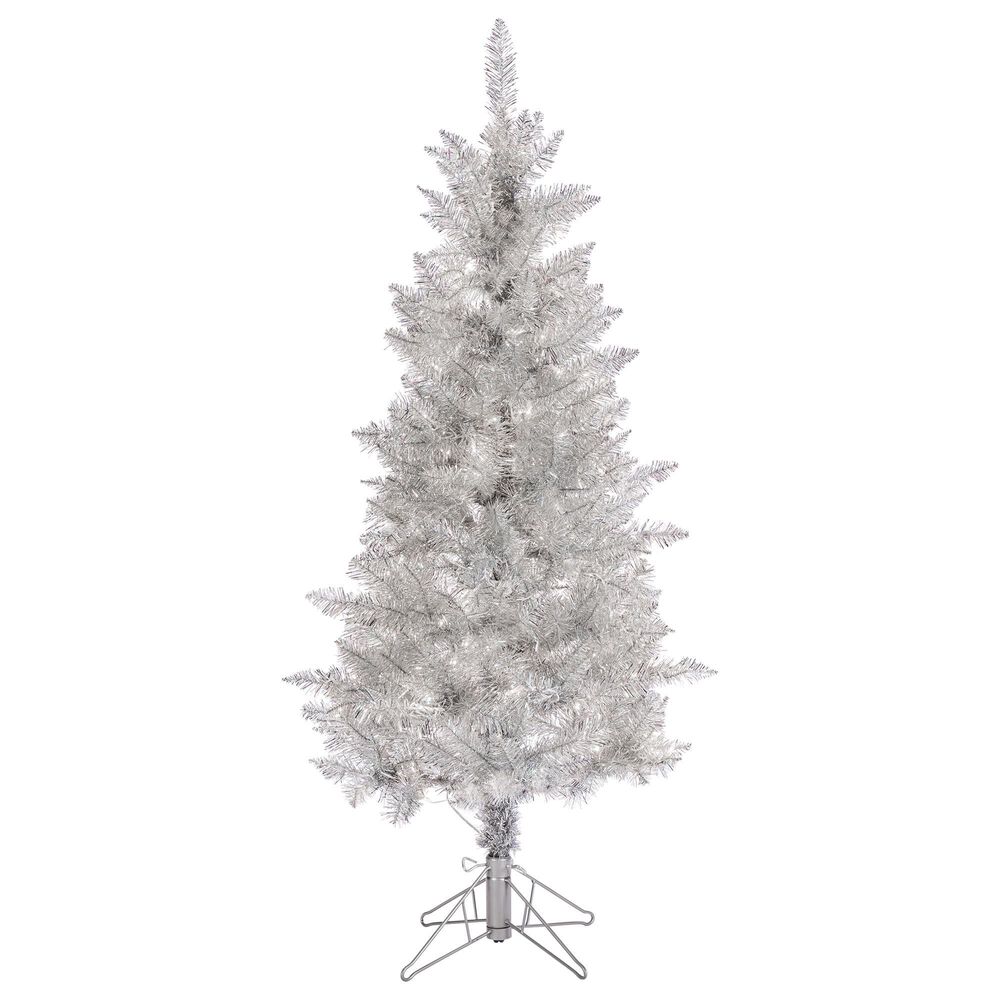 The Gerson Company 6" Unlit Tinsel Christmas Tree in Silver, , large