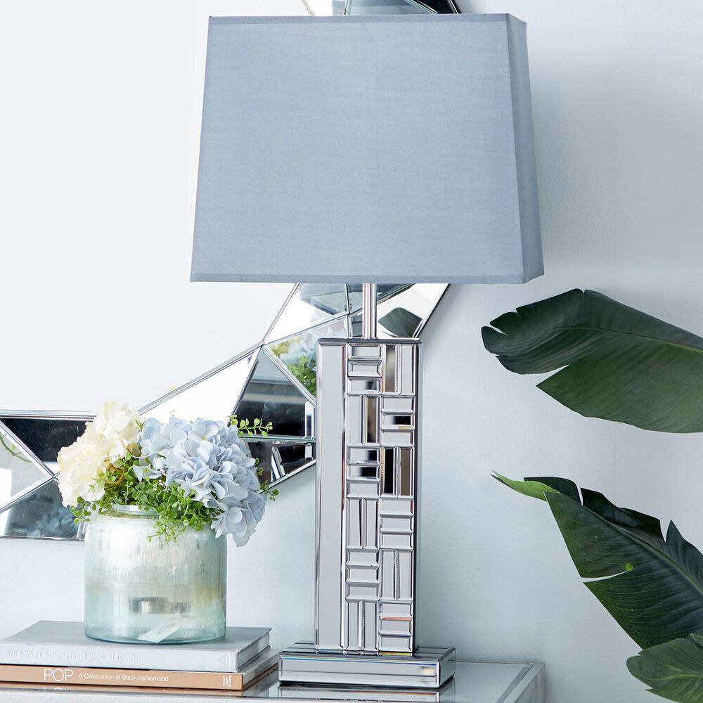 Maple and Jade Glam Table Lamp with Rectangular Shade in Silver, , large